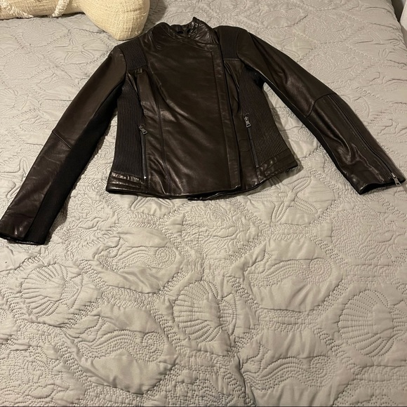 Sam Edelman Brown Leather Moto JacketGently UsedClassic Biker Style.